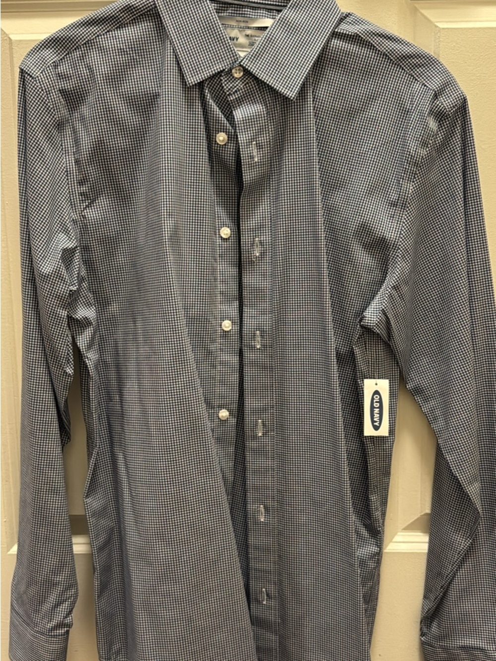 Old Navy Men’s Blue Micro-Check Dress Shirt